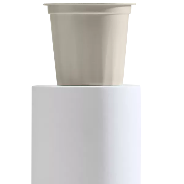 AluSense NatureCup compostable Keurig® coffee pod in colour Silk Beige, fully customizable with your brand logo and colours.